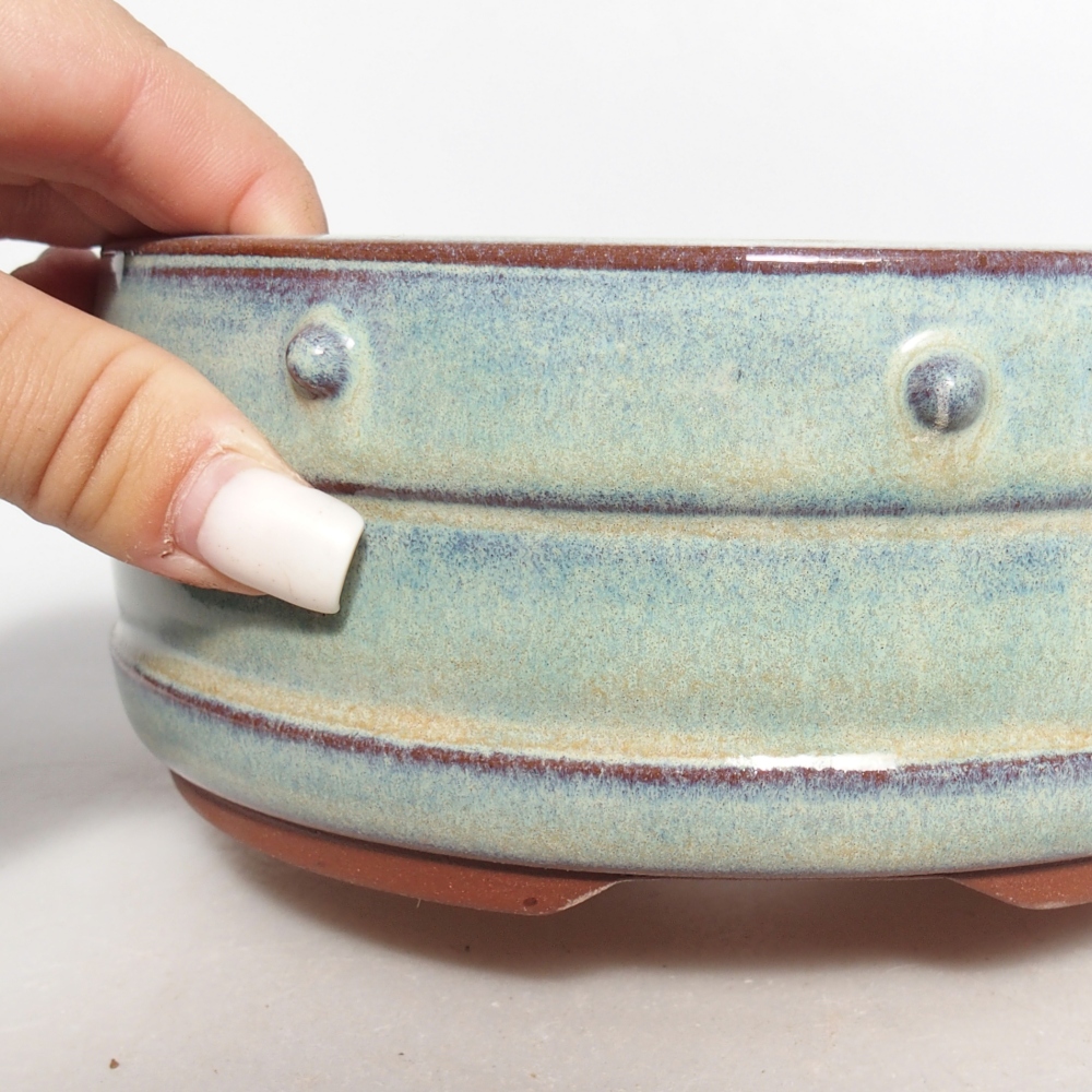 Ceramiczna miska do bonsai 17 x 17 x 6,5 cm, zielona