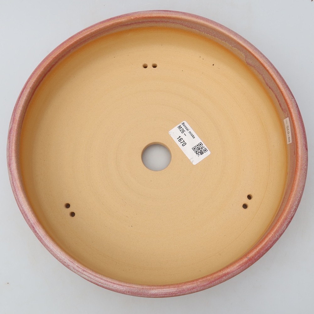 Ceramiczna doniczka do bonsai 24 x 24 x 6 cm, kolor różowy