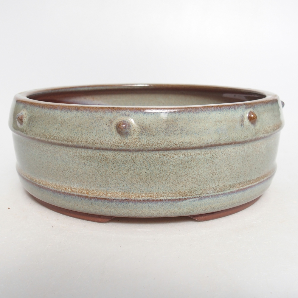 Ceramiczna miska do bonsai 17,5 x 17,5 x 6,5 cm, zielona