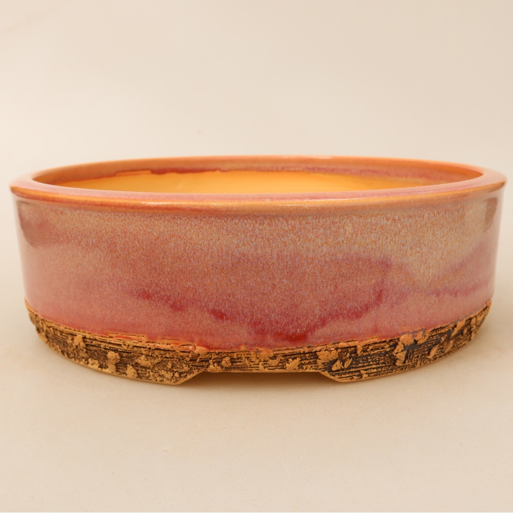 Ceramiczna miska do bonsai 23,5 x 23,5 x 7 cm, kolor różowy