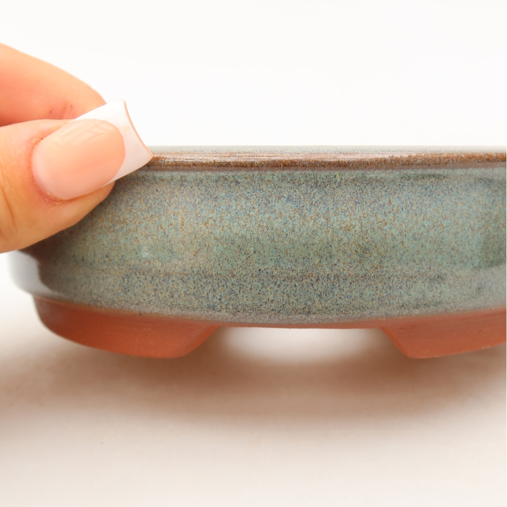 Ceramiczna miska do bonsai 14 x 14 x 4 cm, kolor zielony