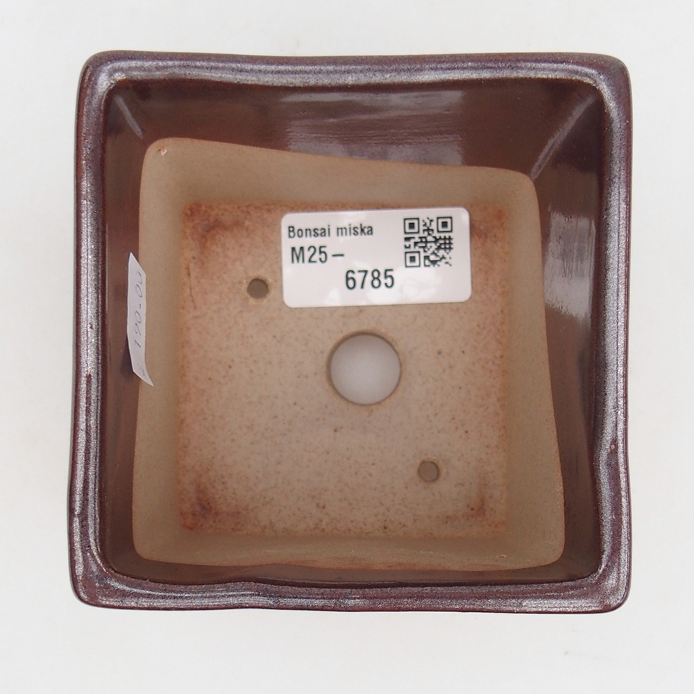 Ceramiczna miska do bonsai 9 x 9 x 8,5 cm, kolor bordowy