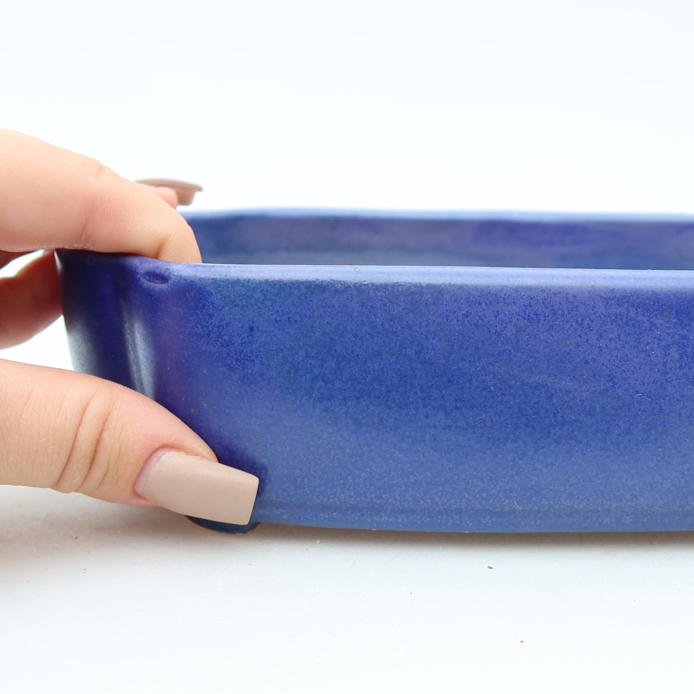 Ceramiczna miska do bonsai 18,5 x 13 x 5 cm, kolor niebieski