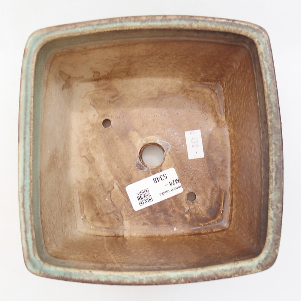 Ceramiczna miska bonsai 16 x 16 x 10 cm, kolor zielony
