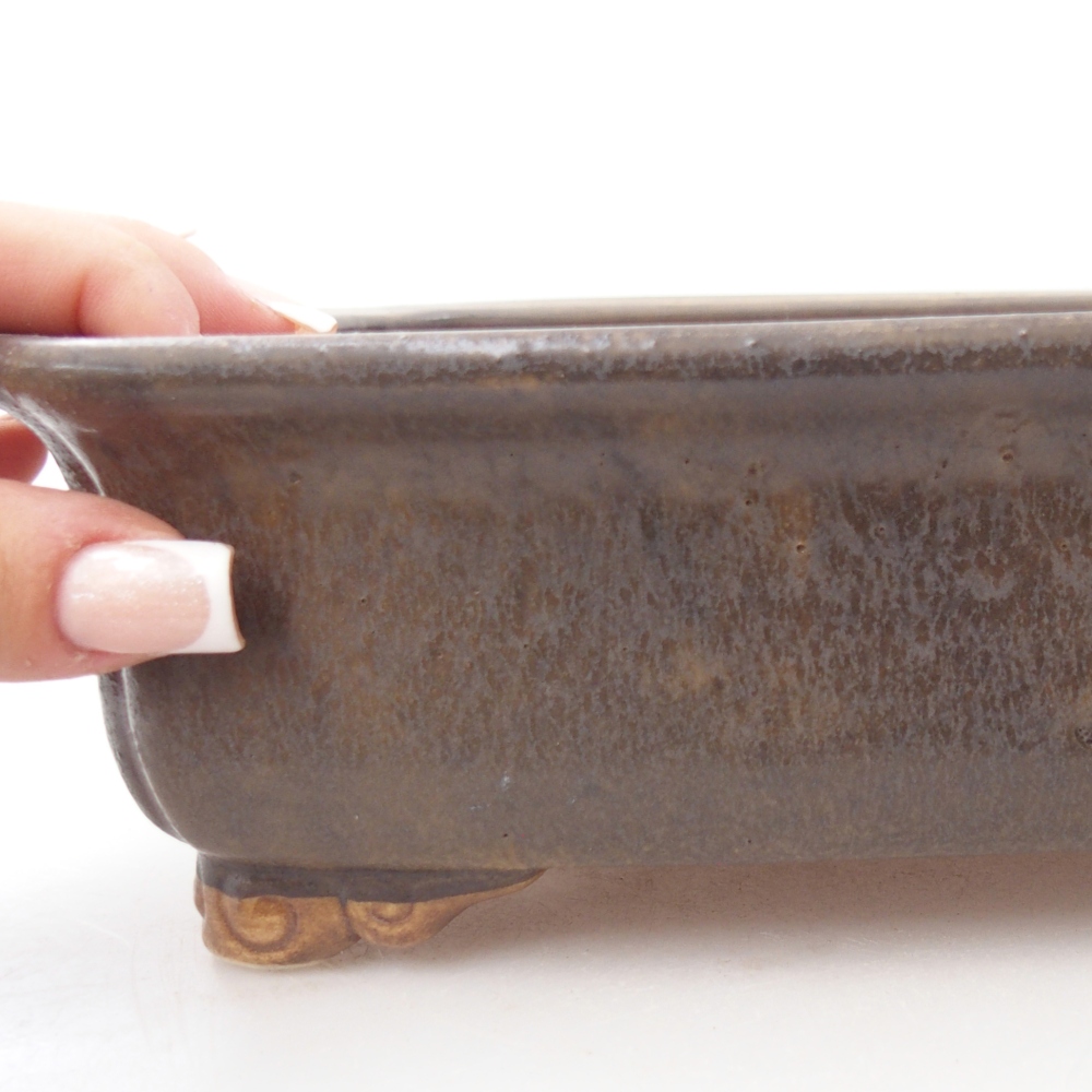 Ceramiczna miska na bonsai 25 x 20 x 7 cm, brązowa