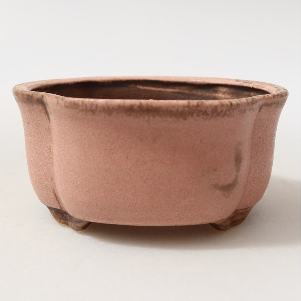 Ceramiczna miseczka do bonsai 8 x 7,5 x 3,5 cm, kolor różowy