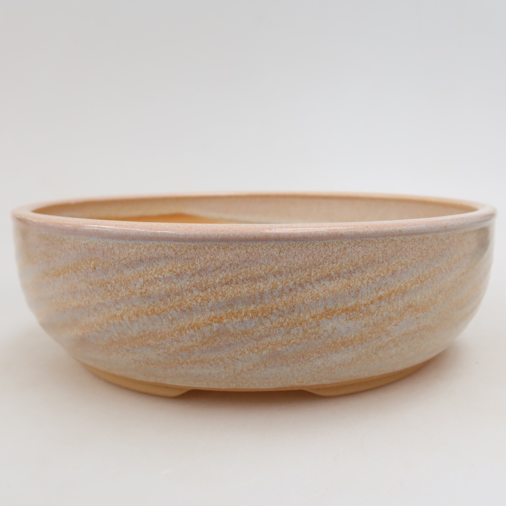Ceramiczna miska do bonsai 21 x 21 x 6,5 cm, kolor beżowy