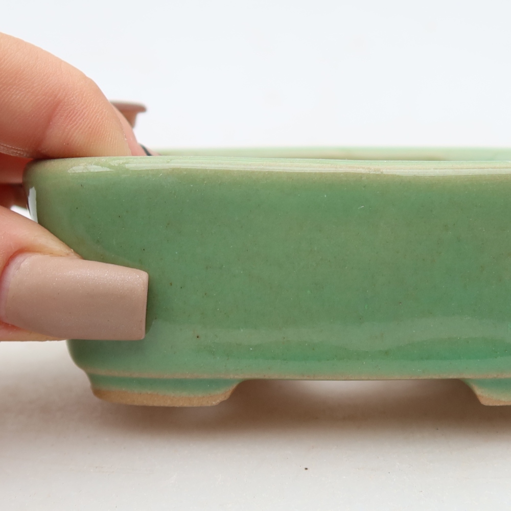 Ceramiczna miseczka do bonsai 10 x 8 x 3,5 cm, kolor zielony