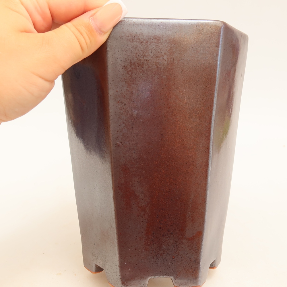 Ceramiczna miska do bonsai 13 x 12 x 17 cm, kolor metaliczny