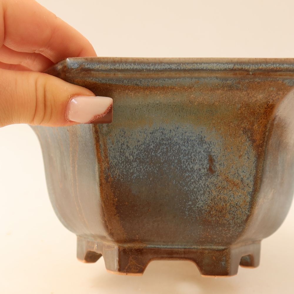 Ceramiczna miska do bonsai 18,5 x 16,5 x 9 cm, brązowa