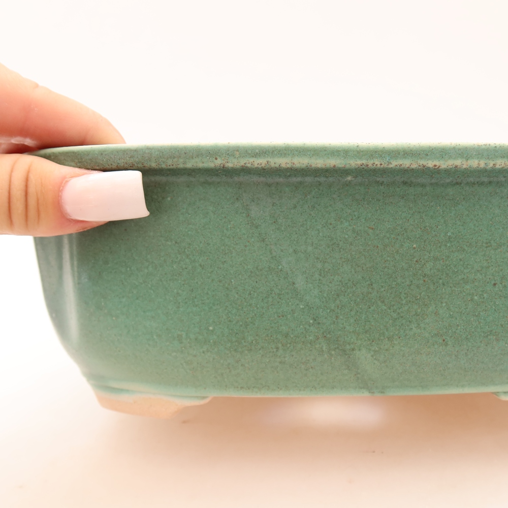 Ceramiczna miska do bonsai 22,5 x 17,5 x 7,5 cm, kolor zielony