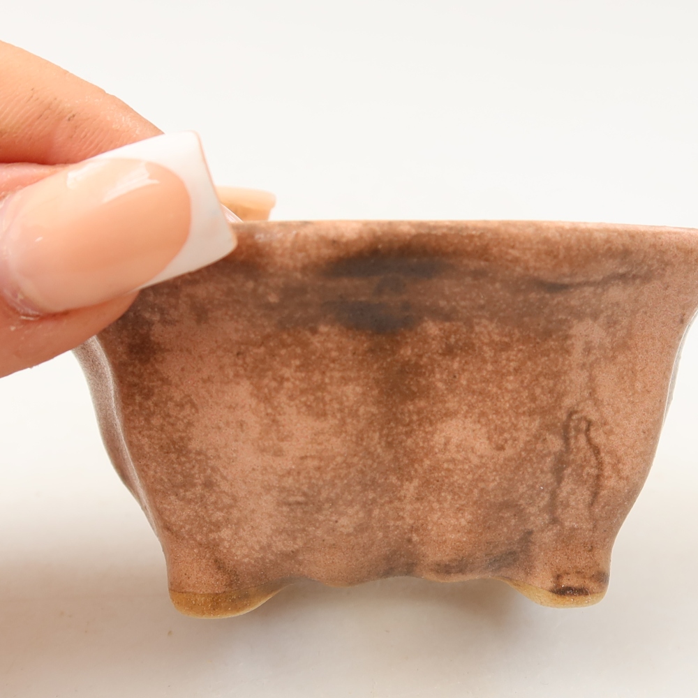 Ceramiczna miseczka do bonsai 7,5 x 7 x 3,5 cm, kolor różowy