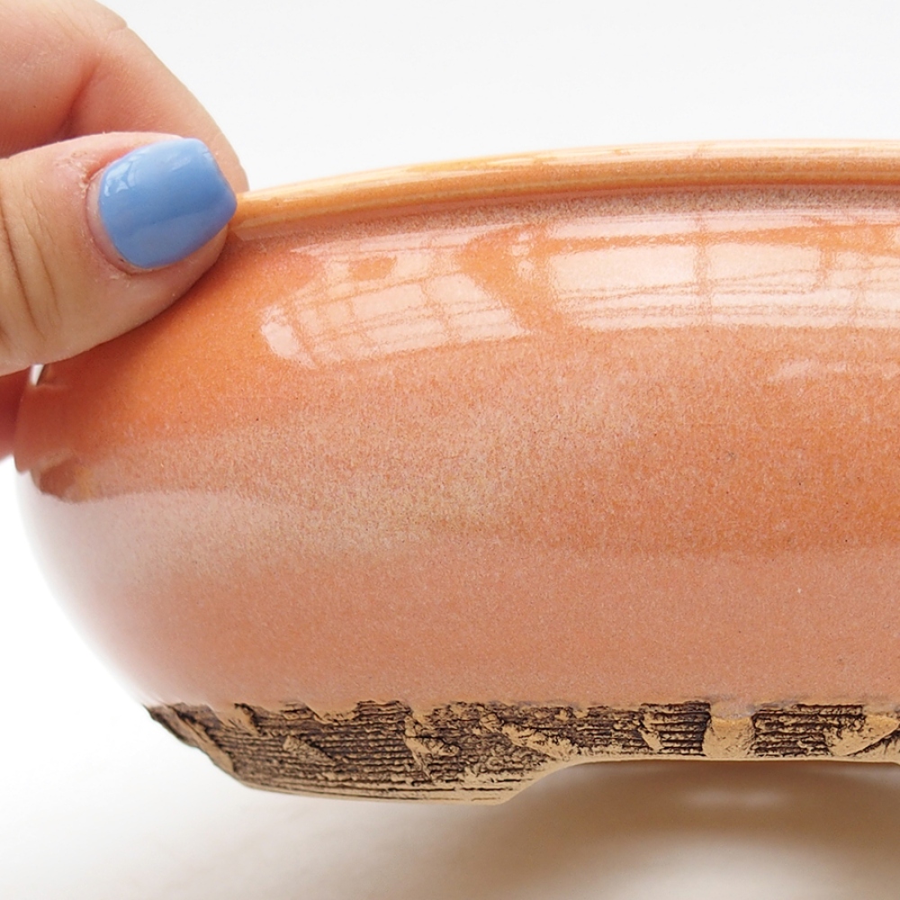 Ceramiczna miska bonsai 18 x 18 x 6 cm, kolor pomarańczowy