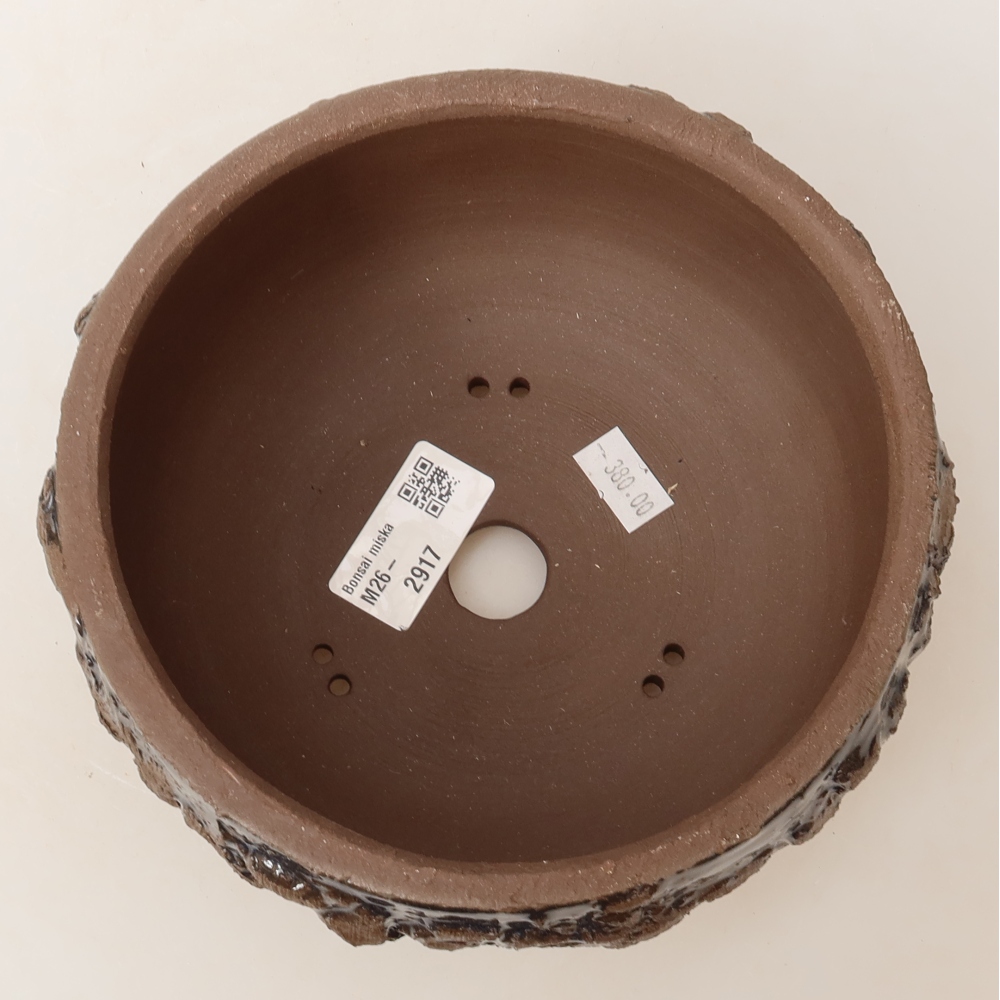Ceramiczna miseczka do bonsai 16 x 16 x 8 cm, kolor brązowy