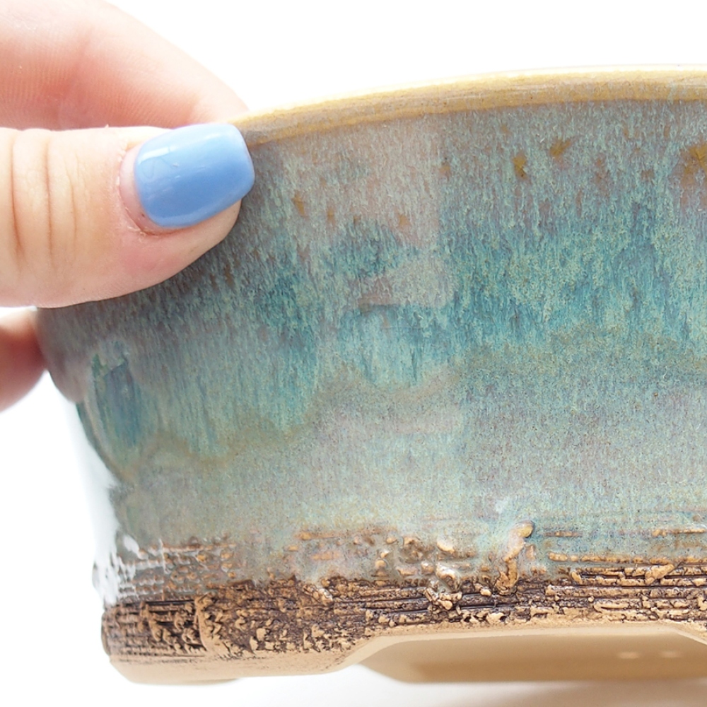 Ceramiczna miska do bonsai 19 x 19 x 6,5 cm, kolor zielony
