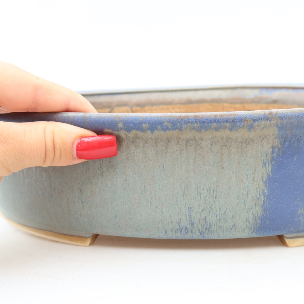 Ceramiczna miska do bonsai 31 x 27 x 7,5 cm, kolor niebieski