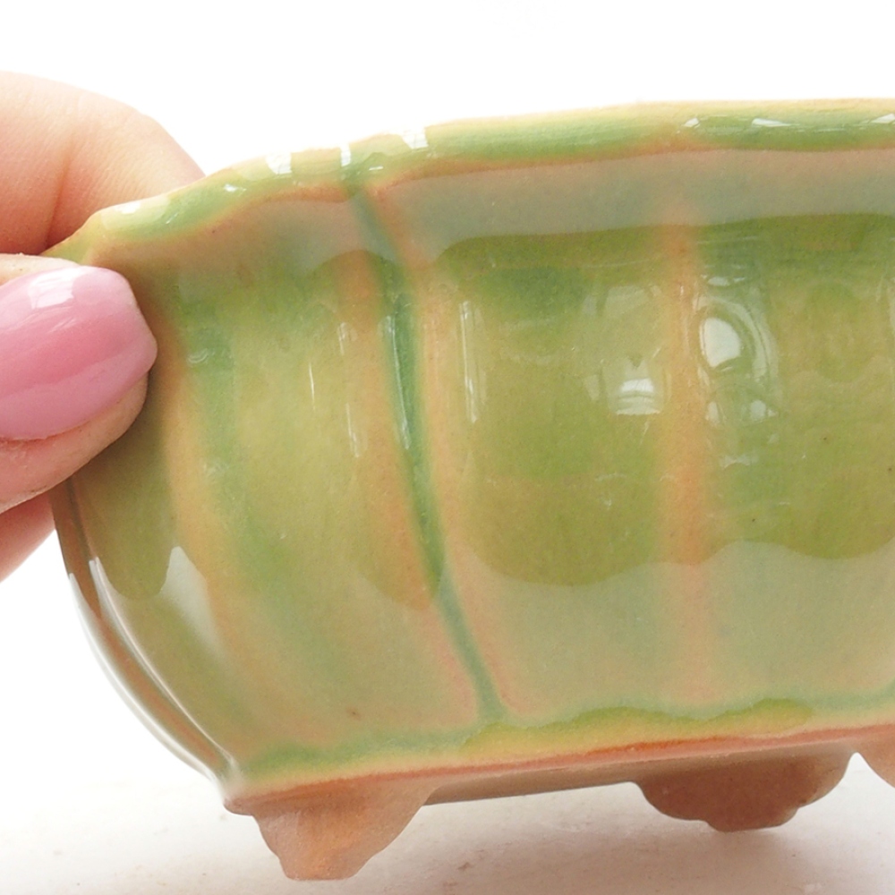 Ceramiczna miska bonsai 11 x 11 x 5 cm, kolor zielony