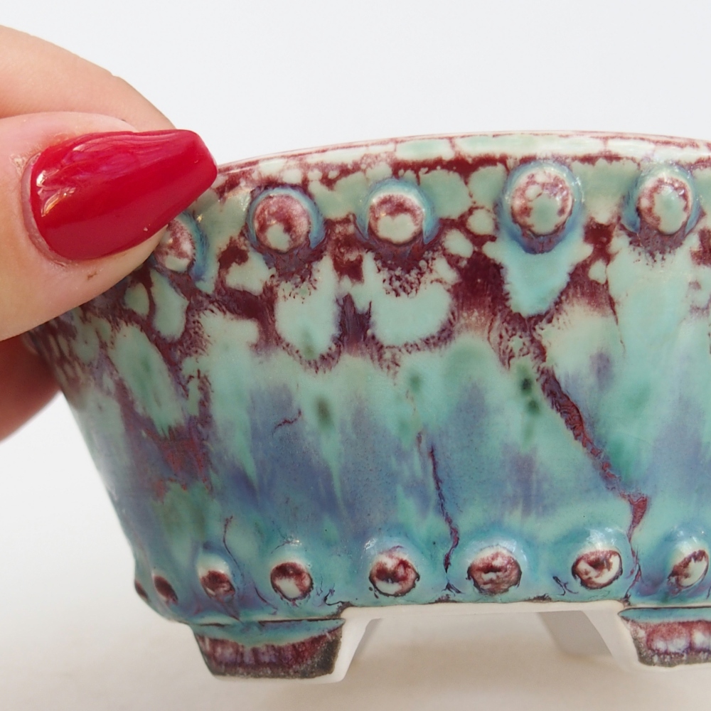 Ceramiczna miska do bonsai 10,5 x 10,5 x 5 cm, zielona