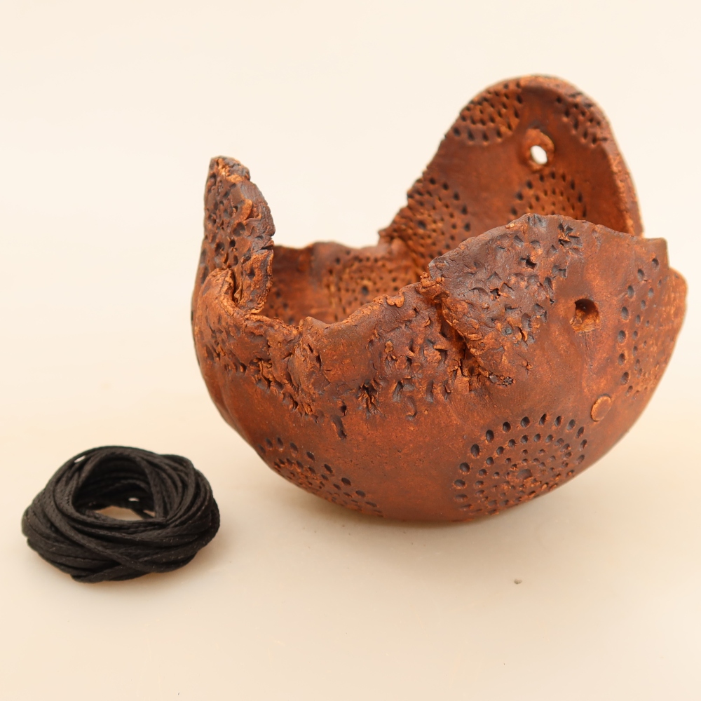 Ceramiczna skorupa do kokedamy 10 x 9 x 9 cm, kolor brązowy