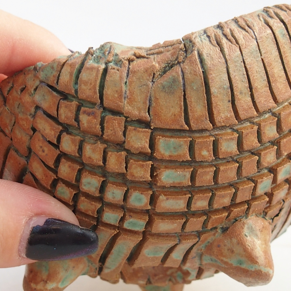 Ceramiczna muszla 10 x 9,5 x 7,5 cm, kolor brązowo-zielony