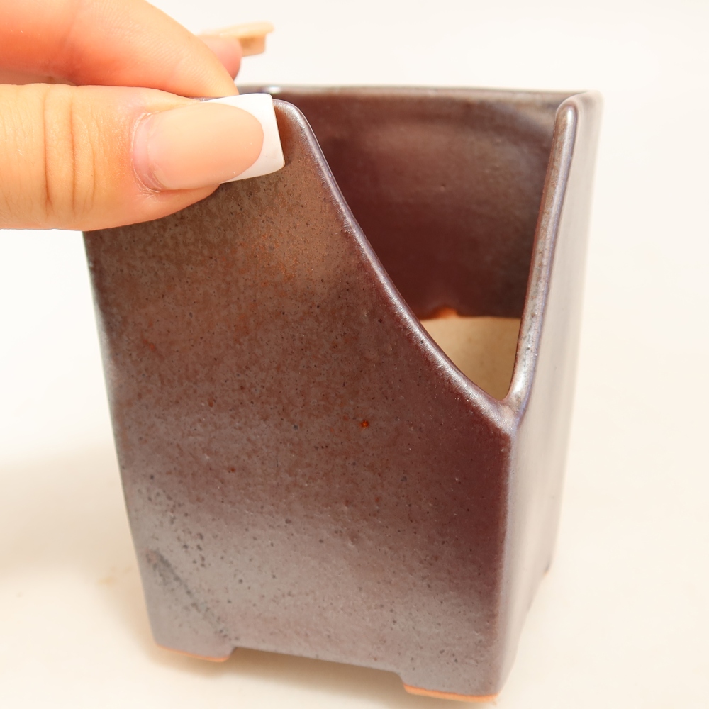 Ceramiczna miska do bonsai 8 x 8 x 10 cm, kolor metaliczny