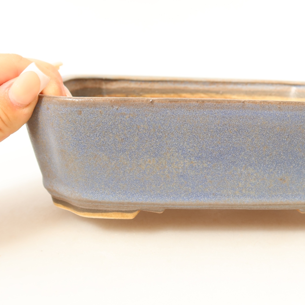 Ceramiczna miska do bonsai 21,5 x 18 x 6 cm, kolor niebieski