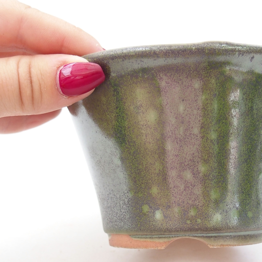 Ceramiczna miska bonsai 11 x 11 x 7 cm, kolor zielony