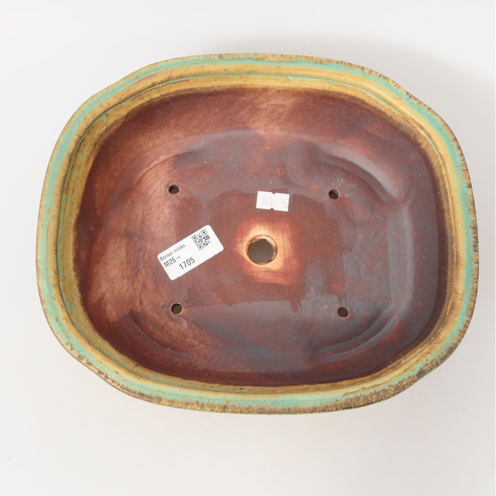 Ceramiczna miska do bonsai 25 x 21,5 x 7,5 cm, zielona