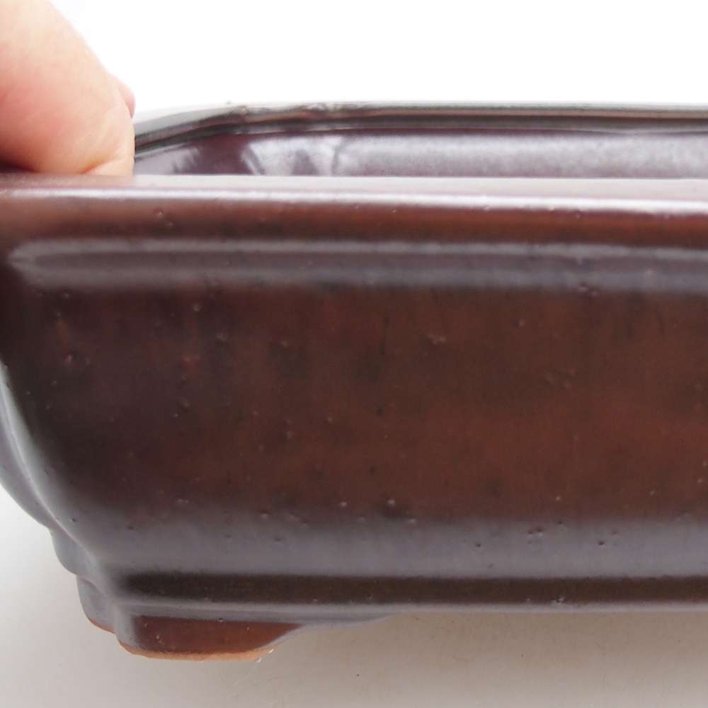 Ceramiczna miska bonsai 27 x 21 x 7 cm, kolor czarno-czerwony