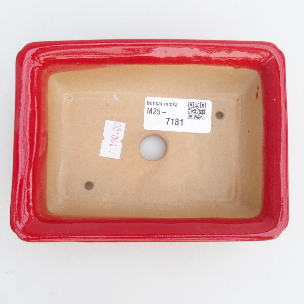 Ceramiczna miska do bonsai 14 x 10,5 x 4 cm, kolor czerwony