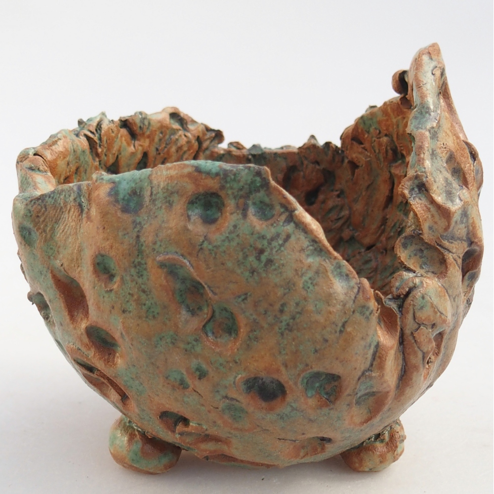 Muszla ceramiczna 10 x 9,5 x 9,5 cm, kolor brązowo-zielony