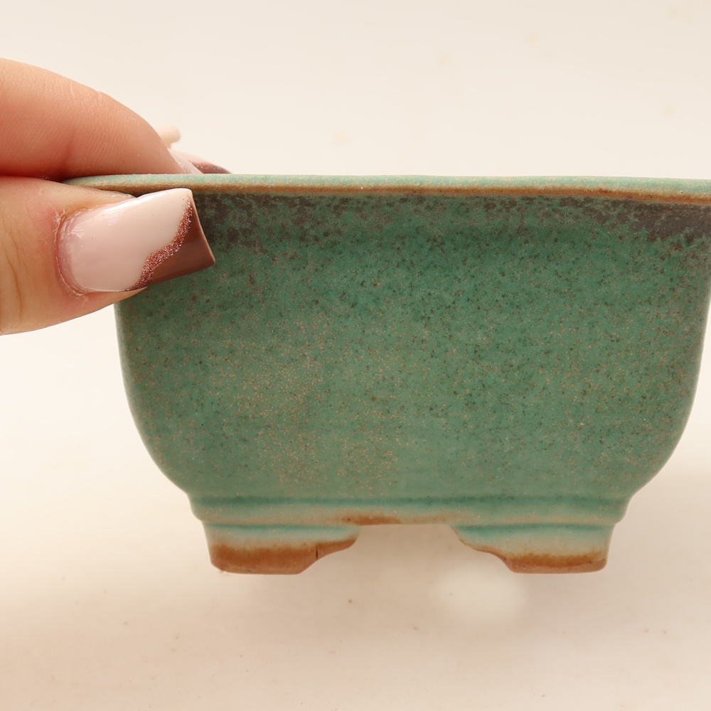 Ceramiczna miska do bonsai 9,5 x 9,5 x 5,5 cm, kolor zielony