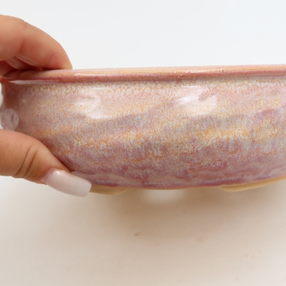 Ceramiczna miska do bonsai 21,5 x 21,5 x 6 cm, kolor różowy