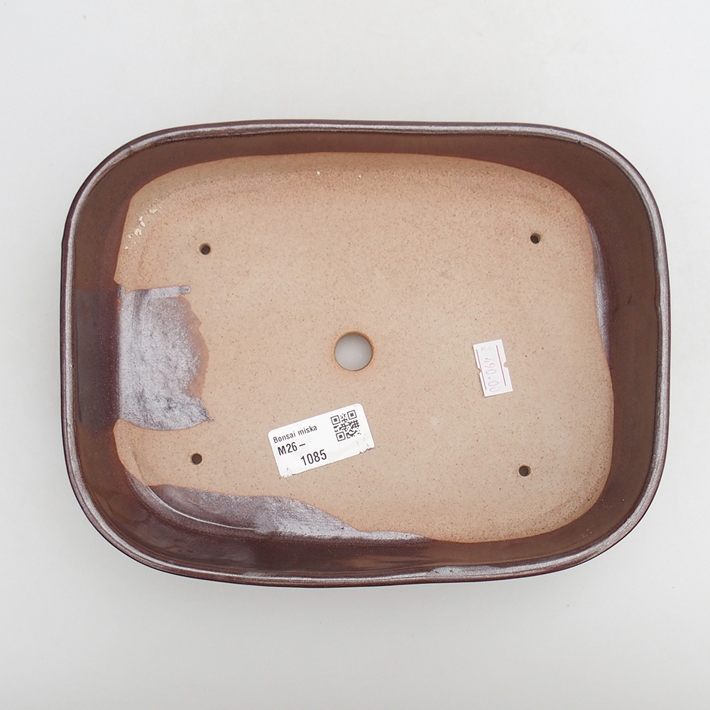 Ceramiczna miska na bonsai 23 x 18,5 x 5,5 cm, brązowa