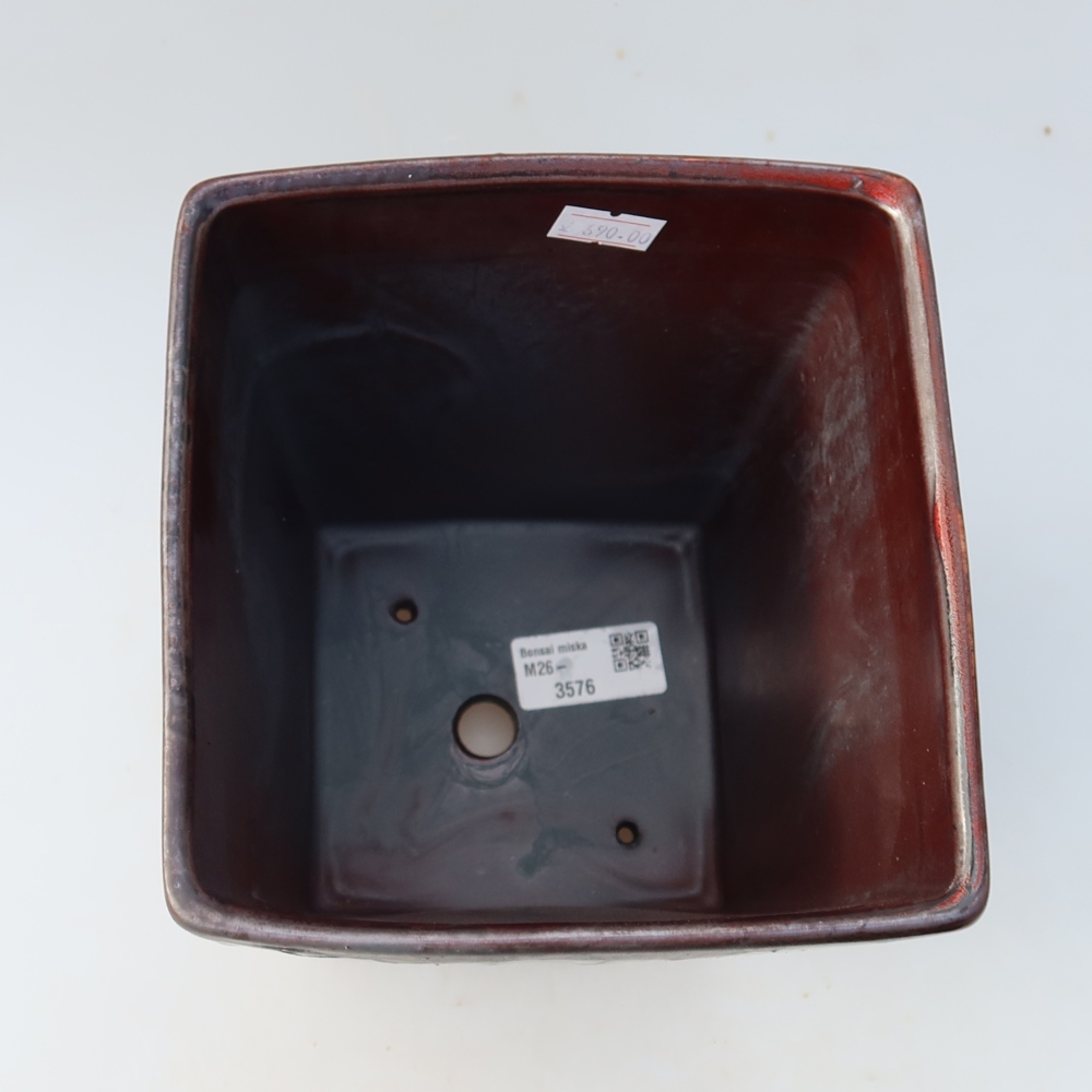 Ceramiczna miska do bonsai 15 x 15 x 19,5 cm, kolor metaliczny