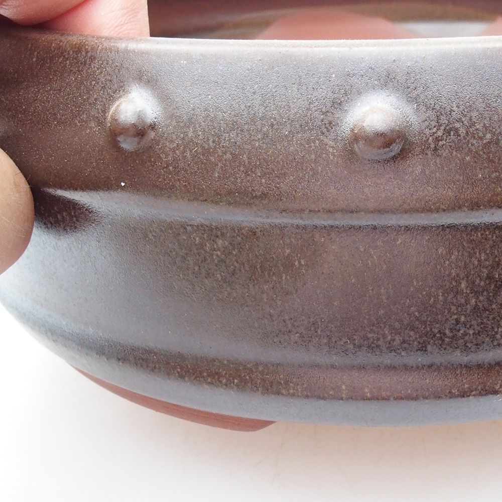Ceramiczna miska bonsai 18,5 x 18,5 x 6,5 cm, kolor brązowy