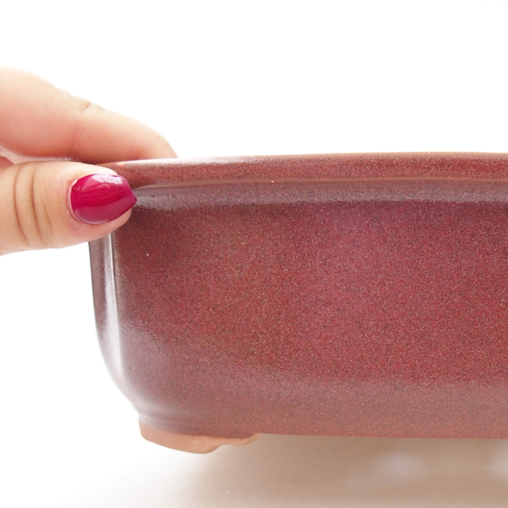 Ceramiczna miska bonsai 24,5 x 21 x 7 cm, kolor bordowy