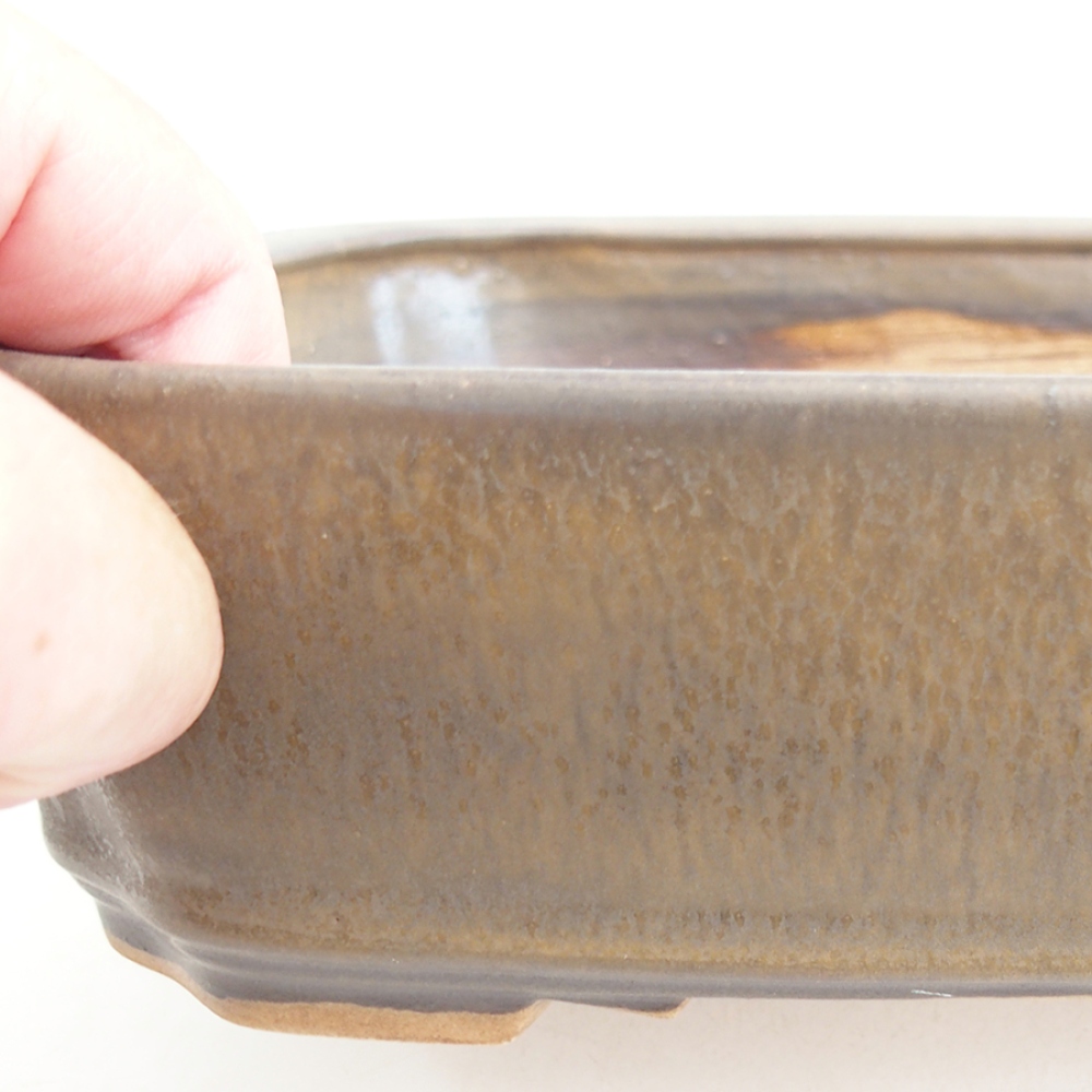 Ceramiczna miska na bonsai 21 x 18 x 6 cm, brązowa