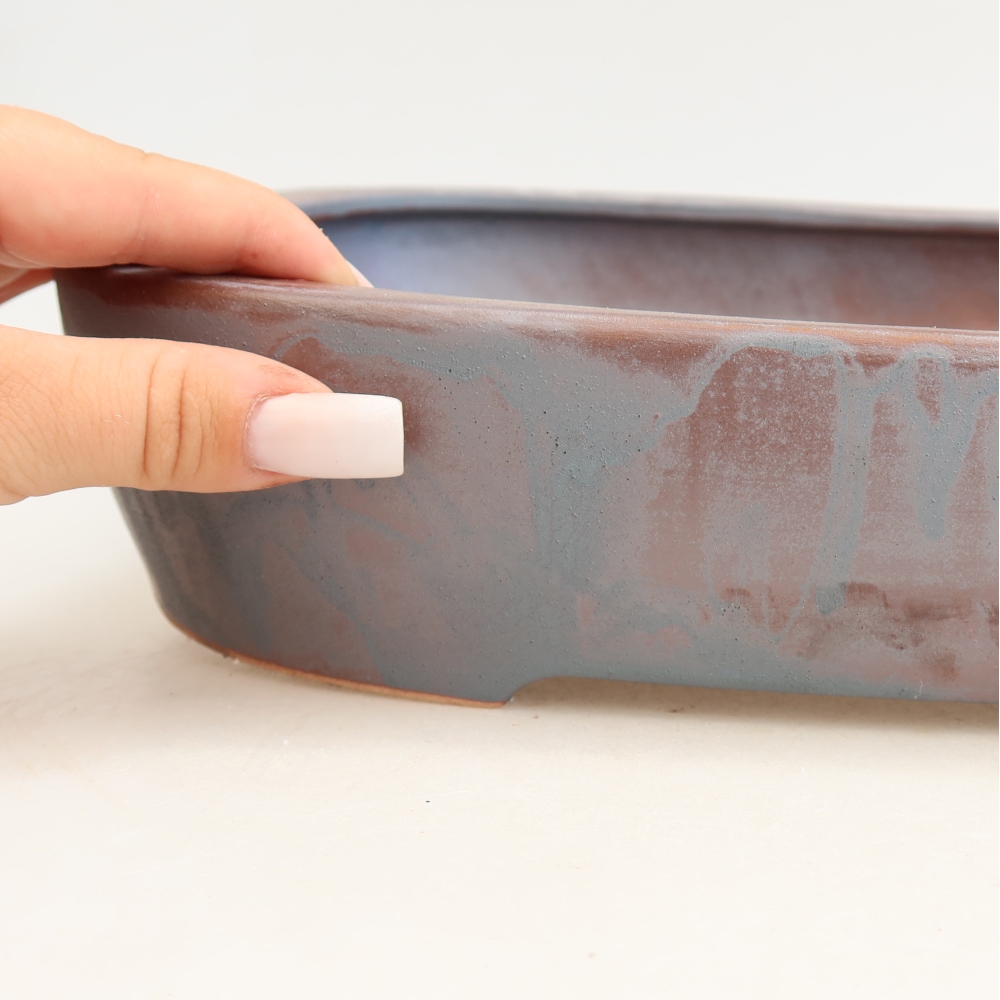 Ceramiczna miska na bonsai 32 x 24,5 x 6,5 cm, kolor metaliczny
