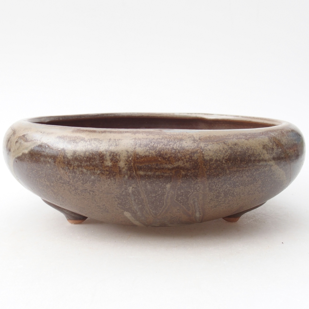 Ceramiczna miska na bonsai 20 x 20 x 7 cm, brązowa
