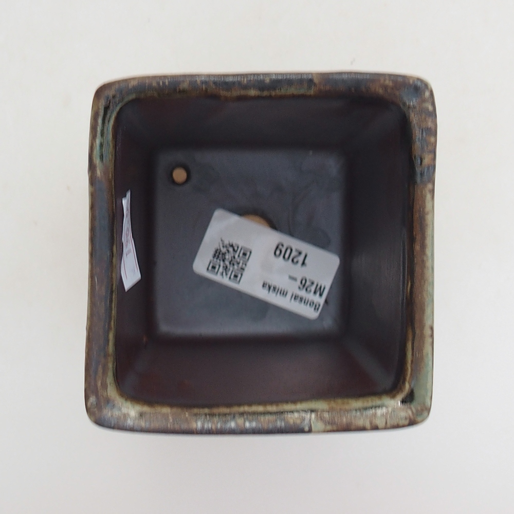 Ceramiczna miska do bonsai 7 x 7 x 9,5 cm, kolor niebiesko-brązowy