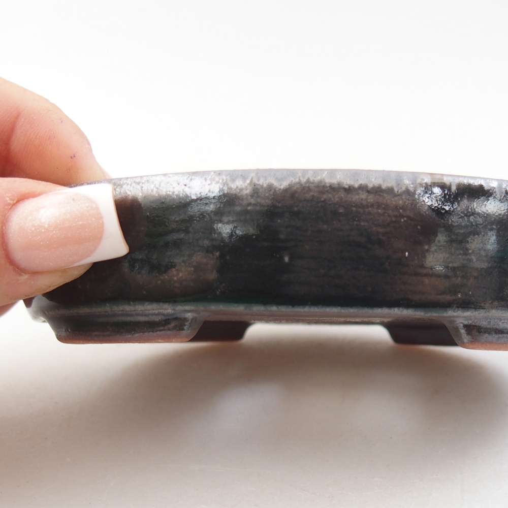 Ceramiczna miska do bonsai 12 x 9,5 x 2,5 cm, czarna