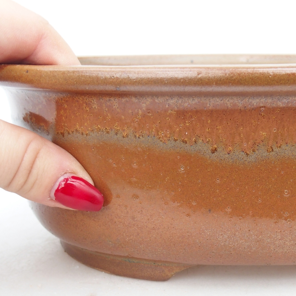 Ceramiczna miska na bonsai 23 x 19 x 7 cm, brązowa