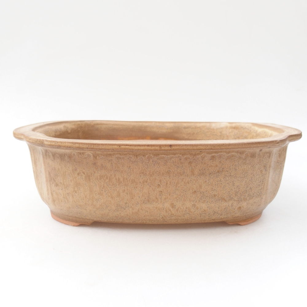 Ceramiczna miska bonsai 24,5 x 21 x 7 cm, kolor beżowy