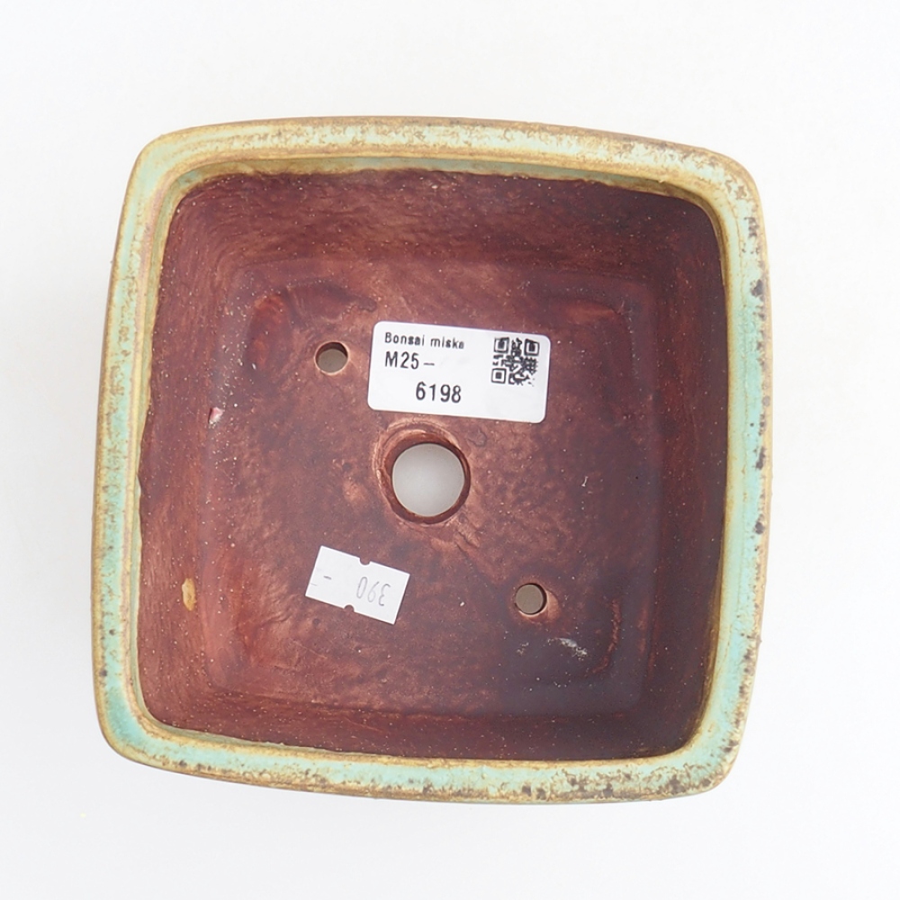 Ceramiczna miska bonsai 12 x 12 x 8 cm, kolor zielony
