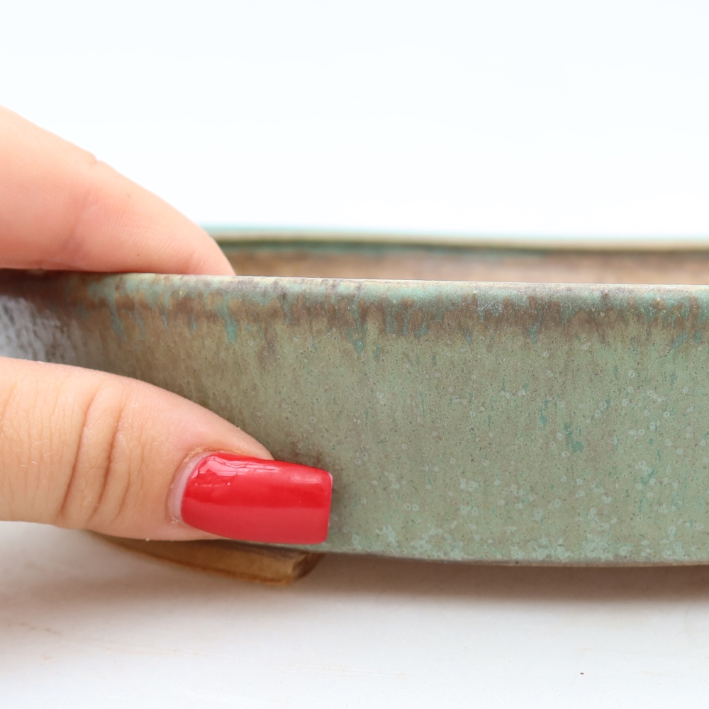 Ceramiczna miska do bonsai 21 x 19 x 4,5 cm, zielona