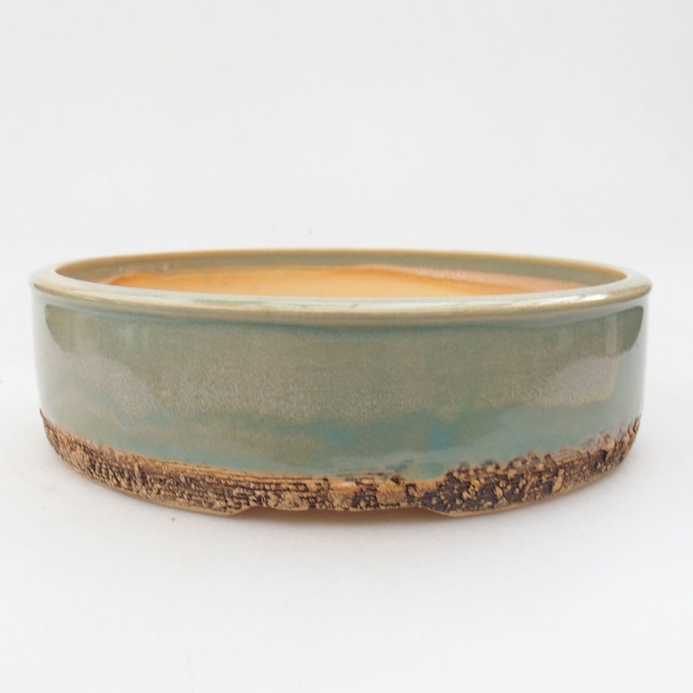 Ceramiczna miska bonsai 21 x 21 x 5,5 cm, kolor zielony