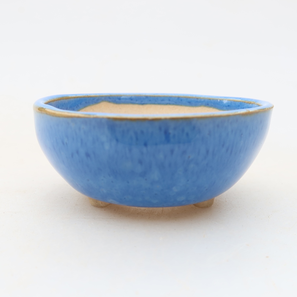 Ceramiczna miseczka do bonsai 6 x 6 x 3 cm, kolor niebieski