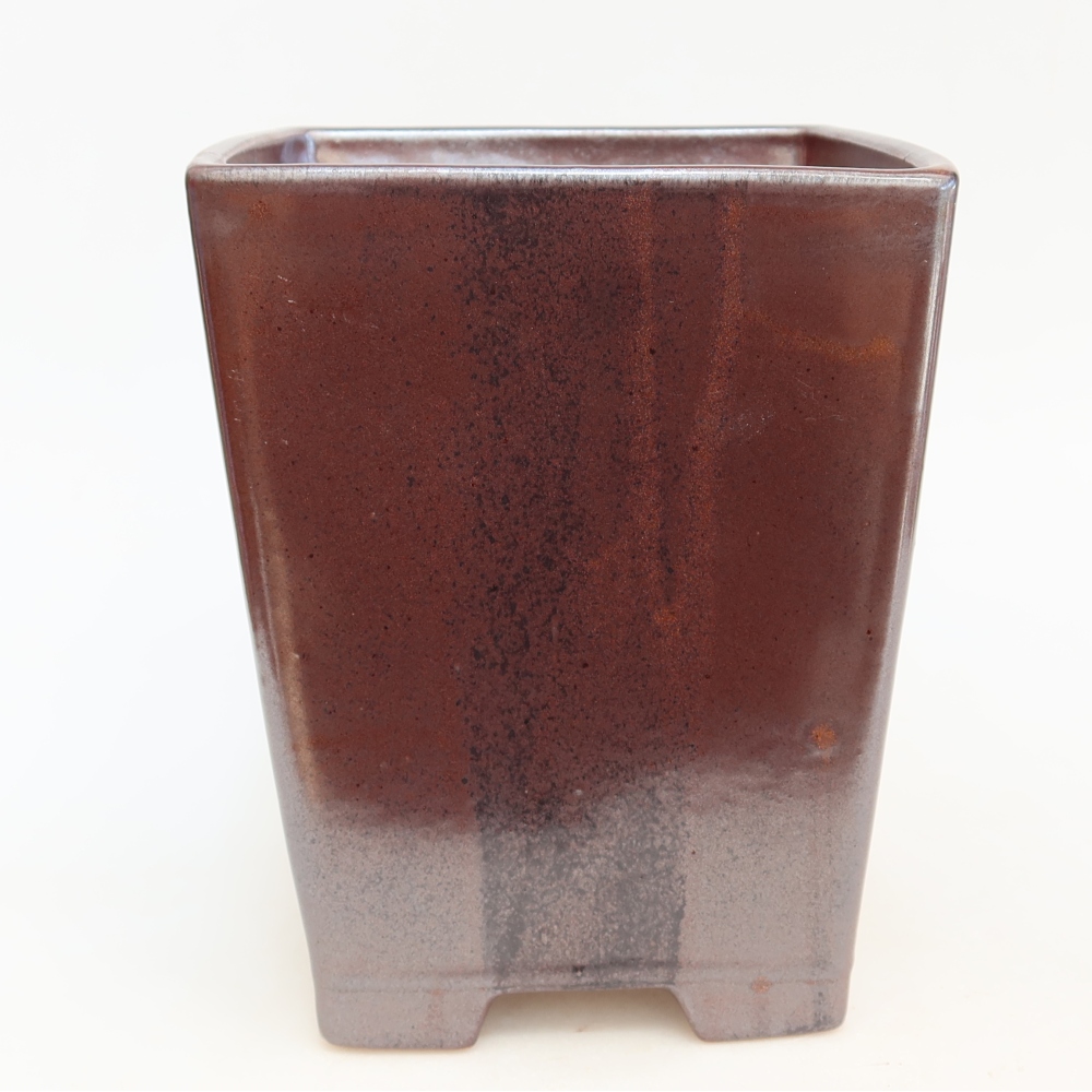 Ceramiczna miska do bonsai 15,5 x 15,5 x 19 cm, kolor brązowy