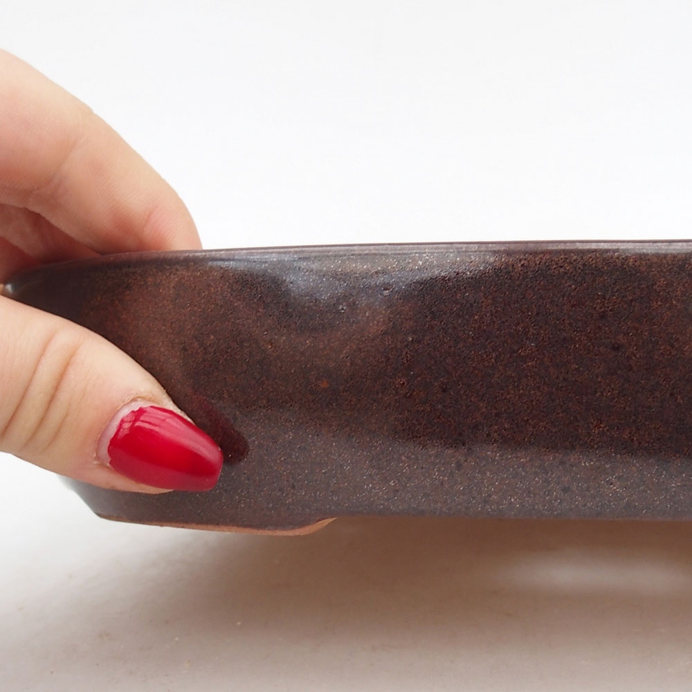 Ceramiczna miska na bonsai 22 x 17 x 4 cm, brązowa